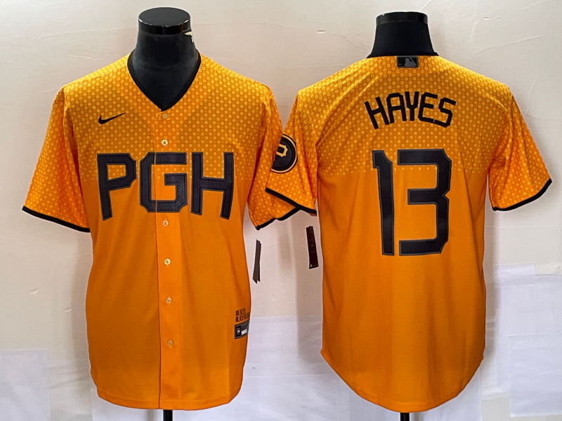 Men's Pittsburgh Pirates Ke'Bryan Hayes #13 Gold 2023 City Connect Jersey